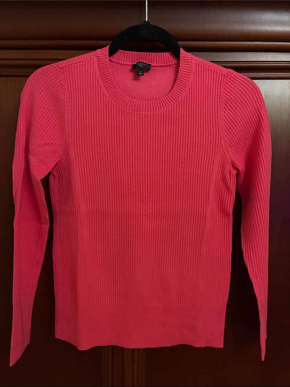 Talbots Womens  Bright Pink Ribbed Crewneck Sweater